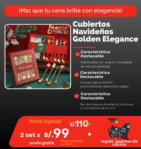 CUBIERTOS NAVIDEÑOS GOLDEN ELEGANCE